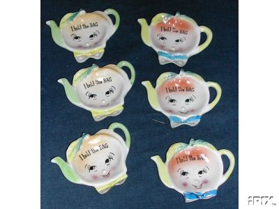 VINTAGE JAPAN TEA BAG HOLDERS WITH FACES!